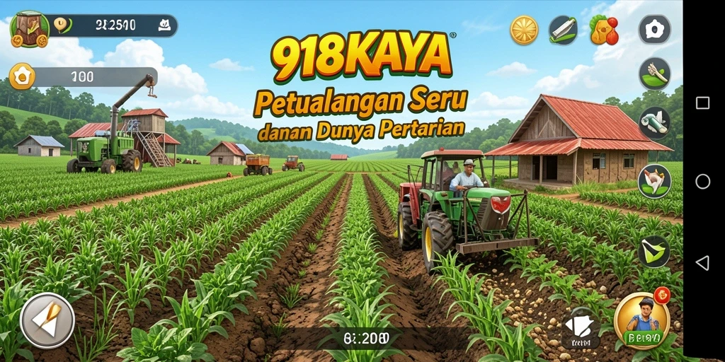 Screenshot 918KAYA menampilkan dunia pertanian yang luas dan interaktif.