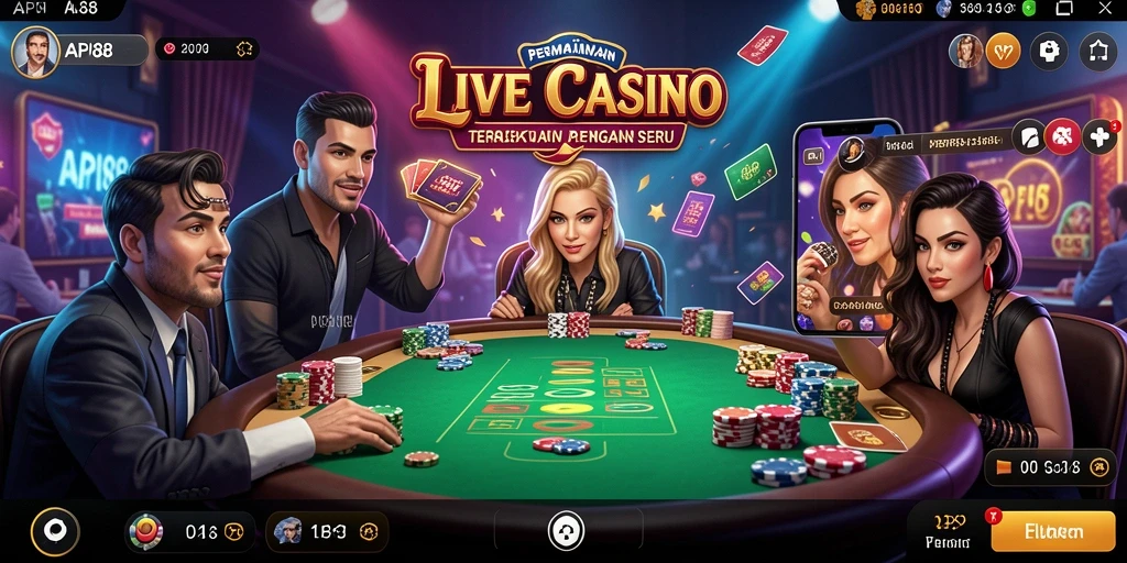Tampilan Live Casino API88 dengan dealer profesional dalam permainan langsung.