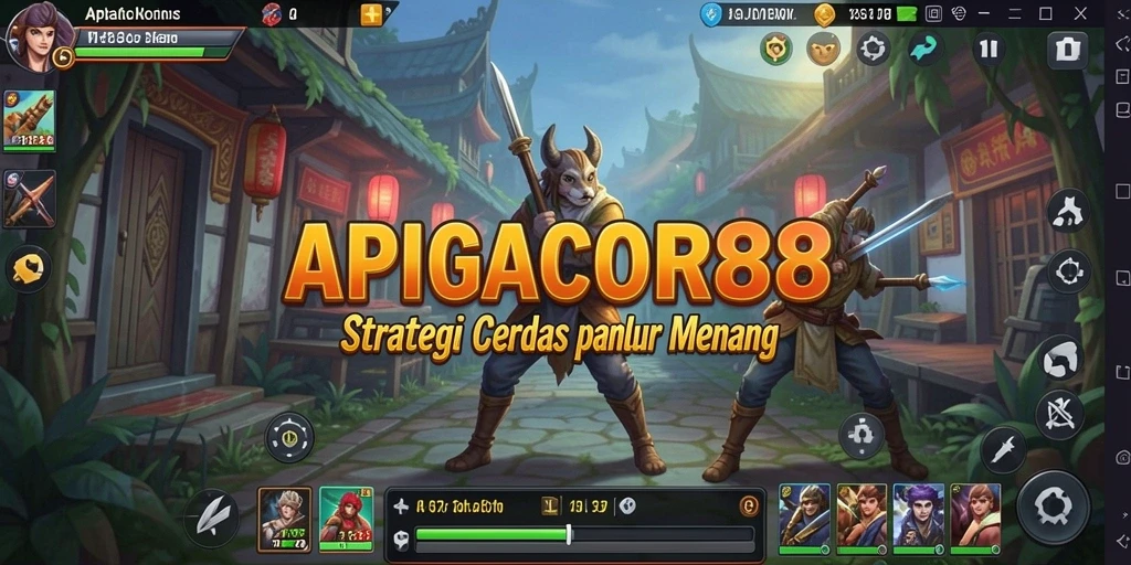 Tangkapan layar gameplay APIGACOR88 menunjukkan pertempuran strategi yang intens.