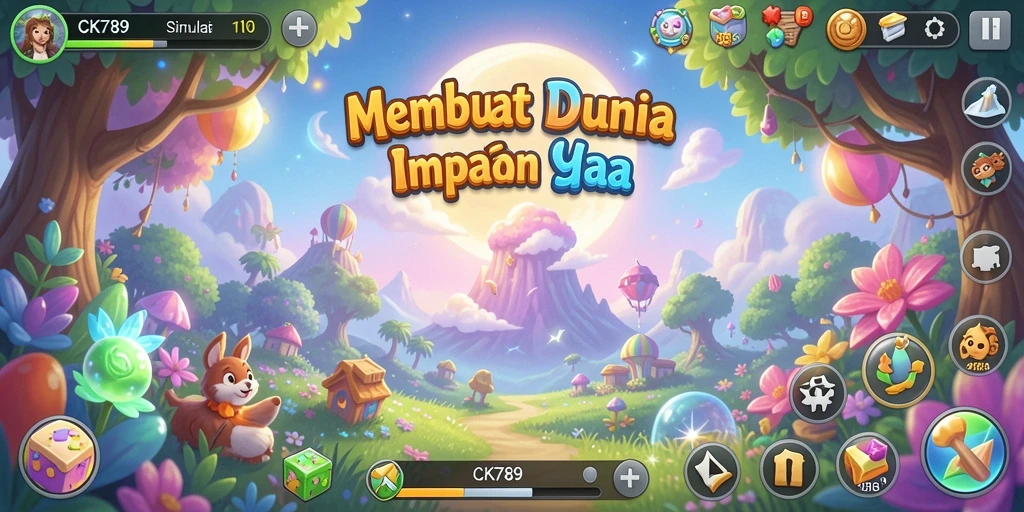 Tampilan gameplay CK789 yang menarik dan penuh warna dalam dunia simulasi.