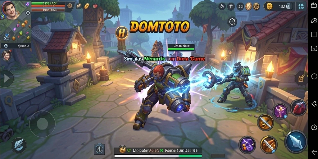 Screenshot gameplay DOMTOTO yang menunjukkan interaksi dan eksplorasi dunia.