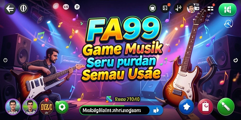 Tangkapan layar <strong>FA99</strong> menampilkan pemain beraksi dengan musik.