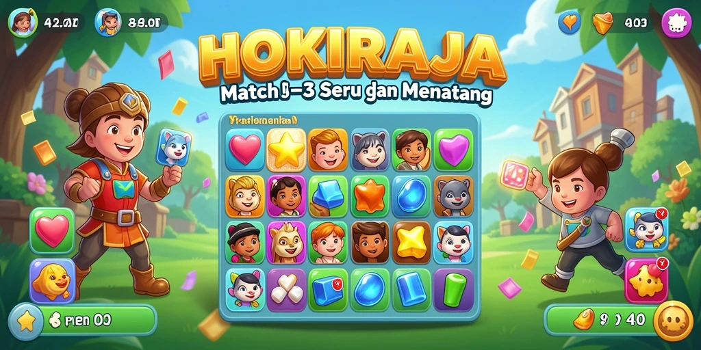 Gameplay seru HOKIRAJA dengan tantangan Match-3 yang menarik.