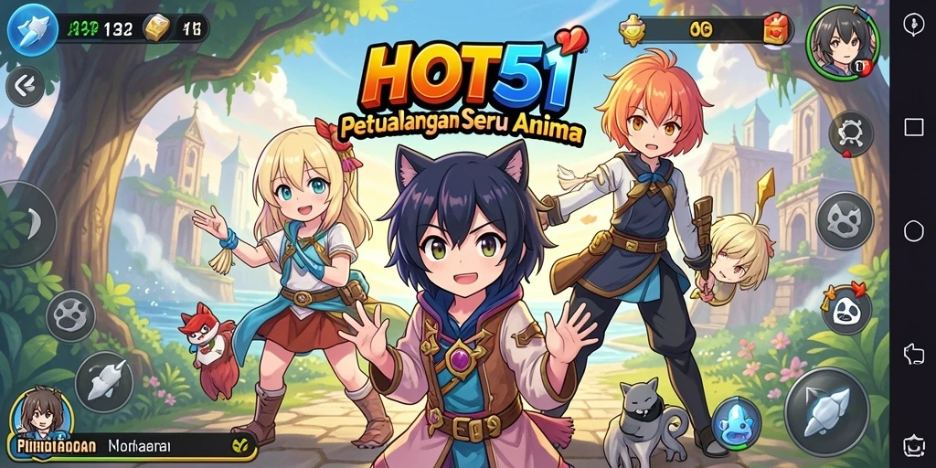 Tampilan gameplay seru dengan karakter anime menawan.
