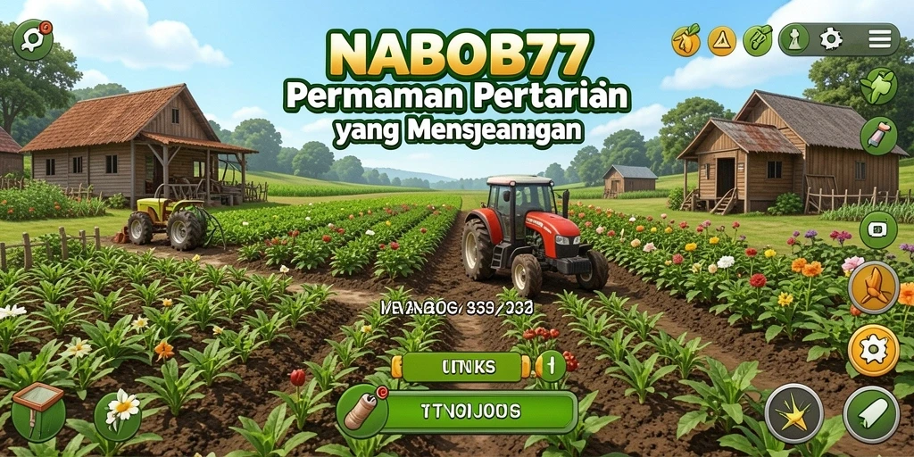 Tampilan permainan <strong>NABOB77</strong> saat bercocok tanam dengan grafis menarik.