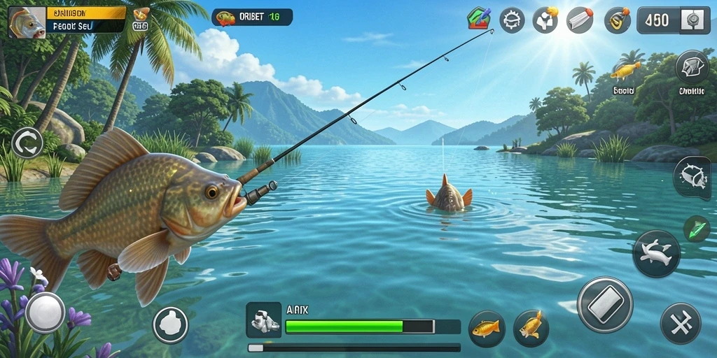 Gameplay seru ORIBET saat memancing di danau indah.