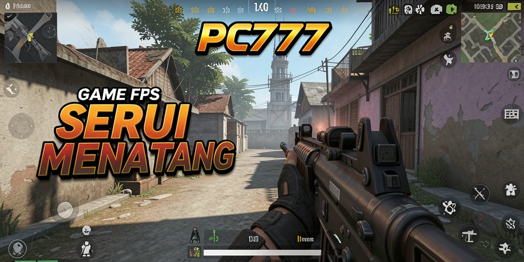 Tangkapan layar gameplay PC777 menampilkan aksi intens dalam peperangan FPS.