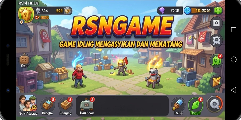 Tangkapan layar RSNGAME menunjukkan berbagai elemen gameplay Idle yang menarik.