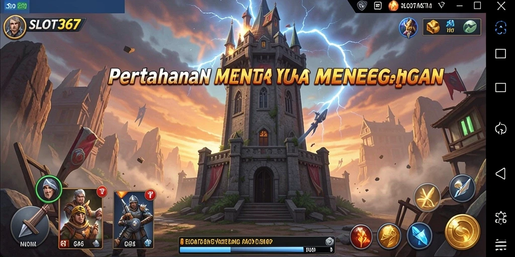 Screenshot menampilkan gameplay SLOT367 dengan menara dan musuh yang menantang.