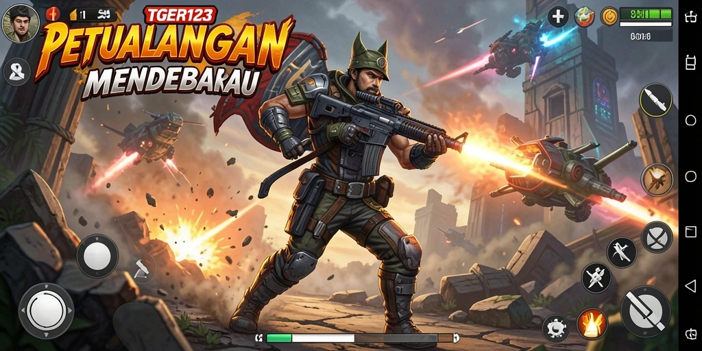 Tangkapan layar menampilkan pertarungan seru dalam gameplay TGER123.