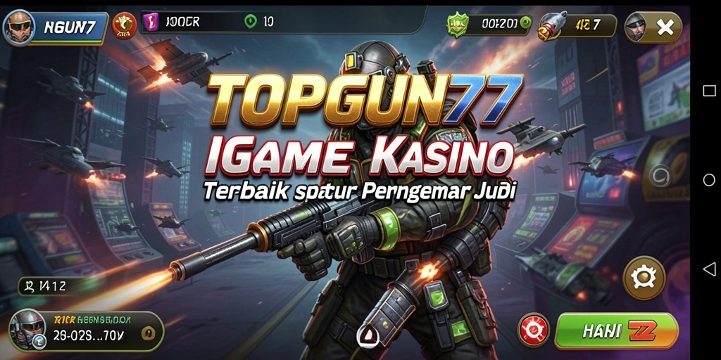 Screenshot utama dari TOPGUN77 menampilkan aksi seru permainan Kasino.